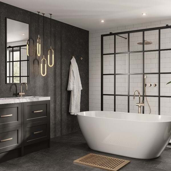 Black Mineral Badezimmer-Wandpaneele