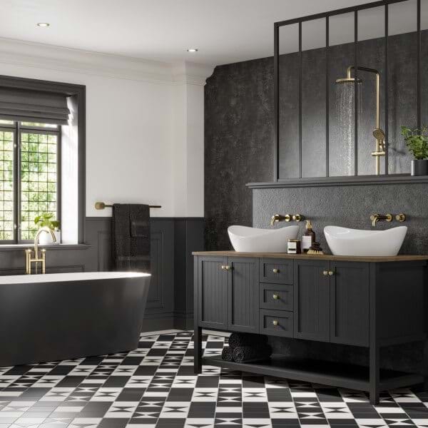 Large sized bathroom ideas featuring Graphite Elements from the Linda Barker Collection