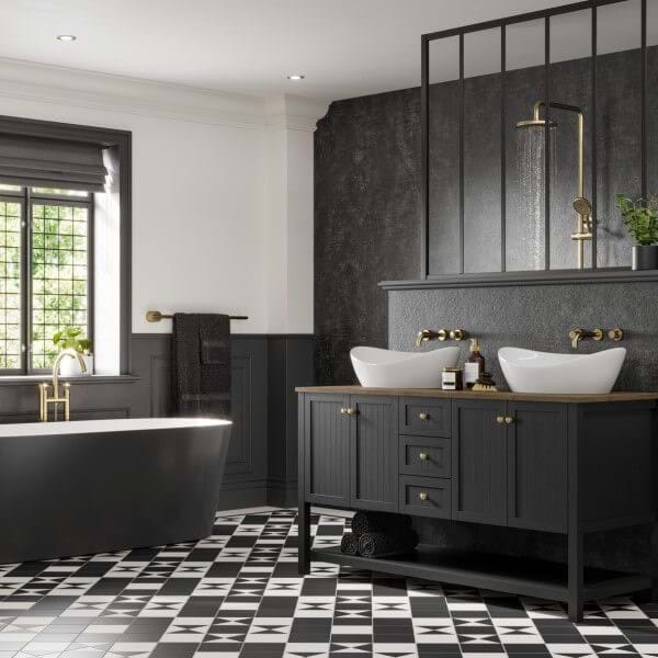 Graphite Elements bathroom wall panels from the Linda Barker Collection