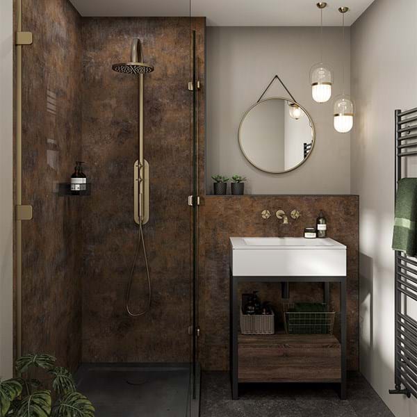 Corten Elements bathroom wall panels from the Linda Barker Collection
