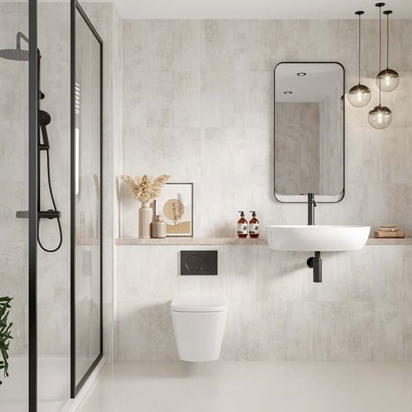 White Gypsum Paneele in Fliesenoptik